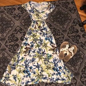 Blue and Green Floral Dress